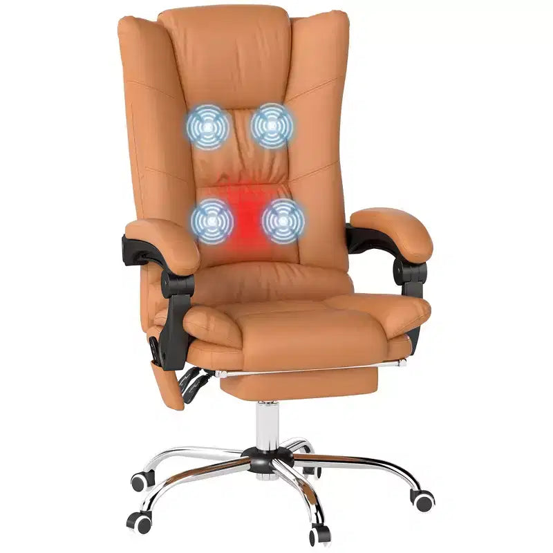 Chaise de bureau de massage vibrante Vinsetto avec chaleur, hauteur réglable, dossier haut, accoudoir, repose-pieds, chaise d'ordinateur confortable en cuir PU