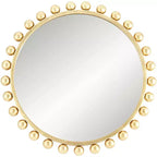 Uttermost Round Vanity Decorative Accent Wall Mirror Modern Sphere Edge Metallic Gold Leaf Frame 33 Wide for Bathroom Bedroom