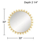 Miroir mural décoratif rond Uttermost - Bord sphérique moderne - Cadre en feuille d'or métallisé 33" de large pour salle de bain, chambre à coucher