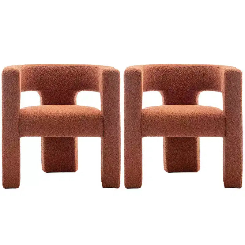Ensemble de 2 fauteuils rembourrés en tissu bouclette à accoudoirs carrés de 71 cm de large - Kinwell