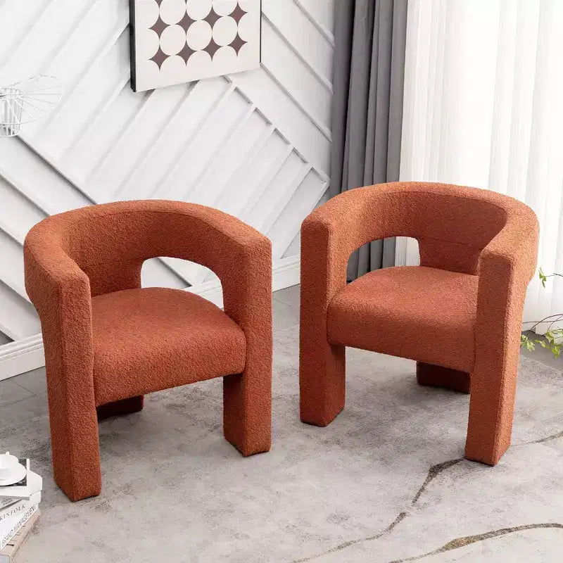 Ensemble de 2 fauteuils rembourrés en tissu bouclette à accoudoirs carrés de 71 cm de large - Kinwell
