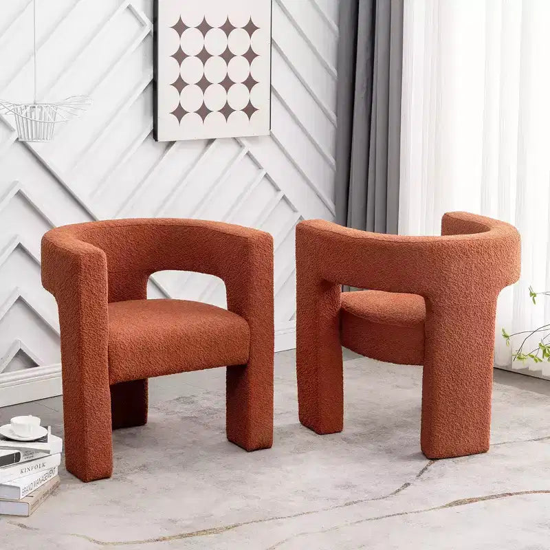 Ensemble de 2 fauteuils rembourrés en tissu bouclette à accoudoirs carrés de 71 cm de large - Kinwell