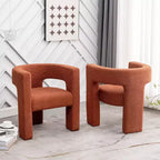 Ensemble de 2 fauteuils rembourrés en tissu bouclette à accoudoirs carrés de 71 cm de large - Kinwell