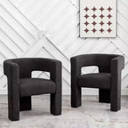 Ensemble de 2 fauteuils rembourrés en tissu bouclette à accoudoirs carrés de 71 cm de large - Kinwell