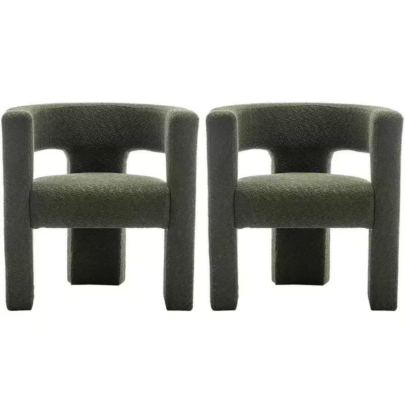 Ensemble de 2 fauteuils rembourrés en tissu bouclette à accoudoirs carrés de 71 cm de large - Kinwell