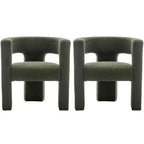 Ensemble de 2 fauteuils rembourrés en tissu bouclette à accoudoirs carrés de 71 cm de large - Kinwell