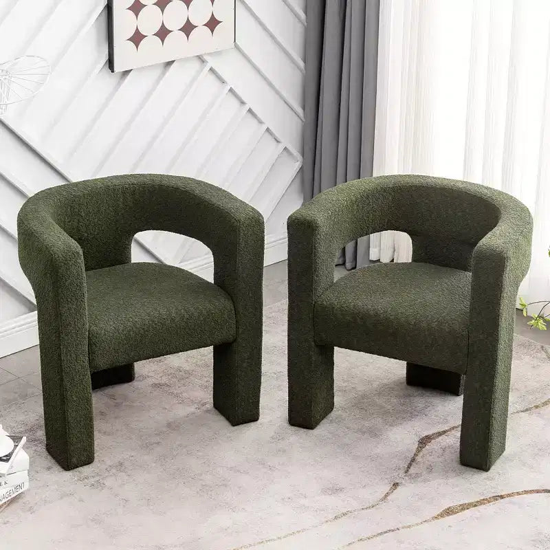 Ensemble de 2 fauteuils rembourrés en tissu bouclette à accoudoirs carrés de 71 cm de large - Kinwell