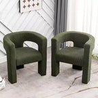 Ensemble de 2 fauteuils rembourrés en tissu bouclette à accoudoirs carrés de 71 cm de large - Kinwell