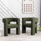 Ensemble de 2 fauteuils rembourrés en tissu bouclette à accoudoirs carrés de 71 cm de large - Kinwell