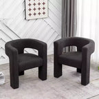 Ensemble de 2 fauteuils rembourrés en tissu bouclette à accoudoirs carrés de 71 cm de large - Kinwell