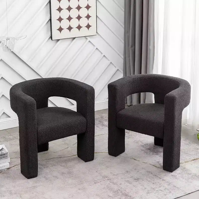 Ensemble de 2 fauteuils rembourrés en tissu bouclette à accoudoirs carrés de 71 cm de large - Kinwell