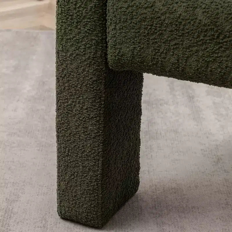 Ensemble de 2 fauteuils rembourrés en tissu bouclette à accoudoirs carrés de 71 cm de large - Kinwell