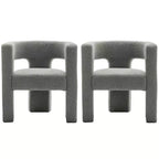 Ensemble de 2 fauteuils rembourrés en tissu bouclette à accoudoirs carrés de 71 cm de large - Kinwell