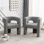 Ensemble de 2 fauteuils rembourrés en tissu bouclette à accoudoirs carrés de 71 cm de large - Kinwell