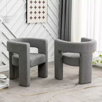 Ensemble de 2 fauteuils rembourrés en tissu bouclette à accoudoirs carrés de 71 cm de large - Kinwell
