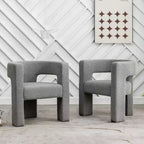Ensemble de 2 fauteuils rembourrés en tissu bouclette à accoudoirs carrés de 71 cm de large - Kinwell