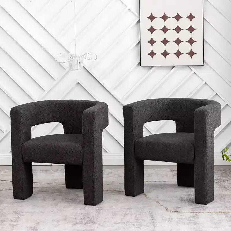 Ensemble de 2 fauteuils rembourrés en tissu bouclette à accoudoirs carrés de 71 cm de large - Kinwell