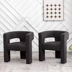 Ensemble de 2 fauteuils rembourrés en tissu bouclette à accoudoirs carrés de 71 cm de large - Kinwell
