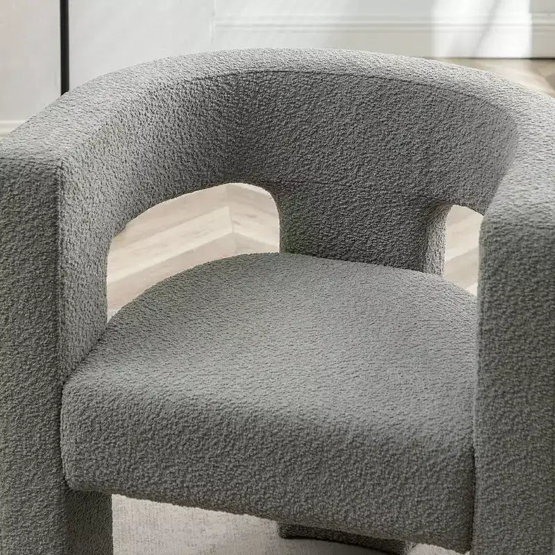 Ensemble de 2 fauteuils rembourrés en tissu bouclette à accoudoirs carrés de 71 cm de large - Kinwell