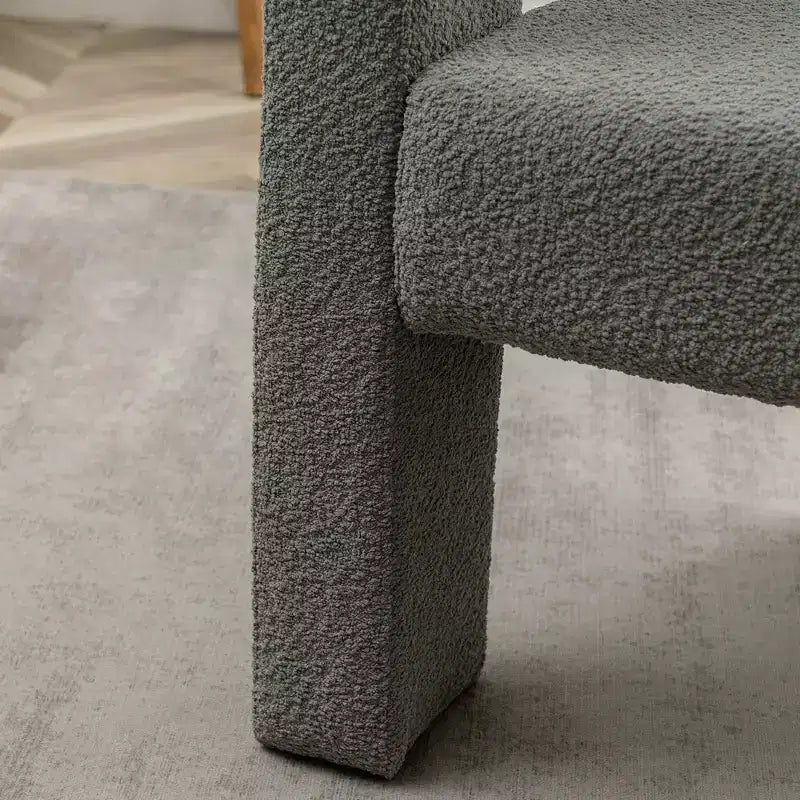 Ensemble de 2 fauteuils rembourrés en tissu bouclette à accoudoirs carrés de 71 cm de large - Kinwell