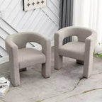 Ensemble de 2 fauteuils rembourrés en tissu bouclette à accoudoirs carrés de 71 cm de large - Kinwell
