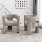 Ensemble de 2 fauteuils rembourrés en tissu bouclette à accoudoirs carrés de 71 cm de large - Kinwell