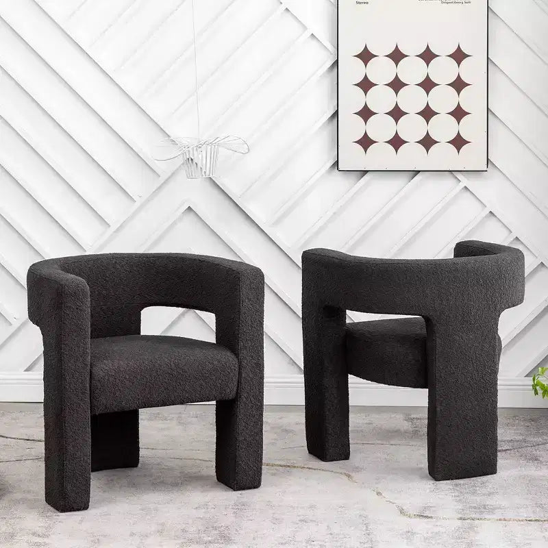Ensemble de 2 fauteuils rembourrés en tissu bouclette à accoudoirs carrés de 71 cm de large - Kinwell