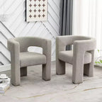 Ensemble de 2 fauteuils rembourrés en tissu bouclette à accoudoirs carrés de 71 cm de large - Kinwell