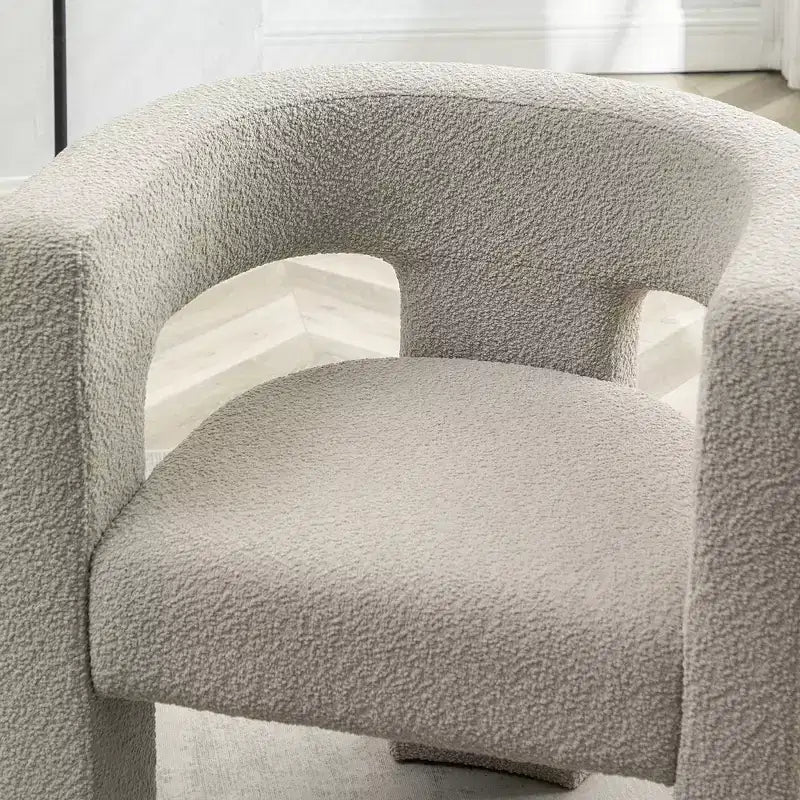 Ensemble de 2 fauteuils rembourrés en tissu bouclette à accoudoirs carrés de 71 cm de large - Kinwell