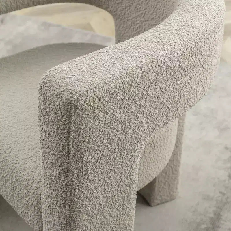 Ensemble de 2 fauteuils rembourrés en tissu bouclette à accoudoirs carrés de 71 cm de large - Kinwell