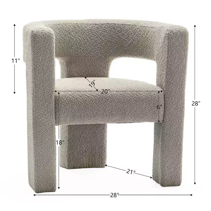 Ensemble de 2 fauteuils rembourrés en tissu bouclette à accoudoirs carrés de 71 cm de large - Kinwell