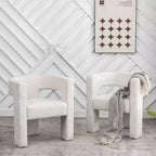 Ensemble de 2 fauteuils rembourrés en tissu bouclette à accoudoirs carrés de 71 cm de large - Kinwell