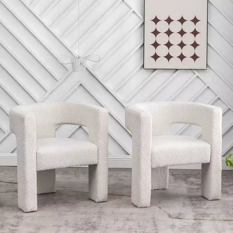 Ensemble de 2 fauteuils rembourrés en tissu bouclette à accoudoirs carrés de 71 cm de large - Kinwell