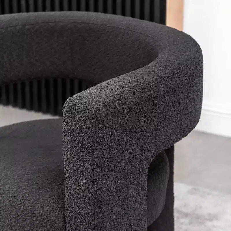 Ensemble de 2 fauteuils rembourrés en tissu bouclette à accoudoirs carrés de 71 cm de large - Kinwell