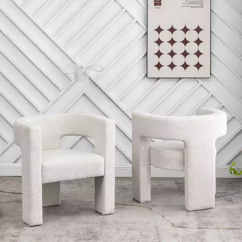 Ensemble de 2 fauteuils rembourrés en tissu bouclette à accoudoirs carrés de 71 cm de large - Kinwell