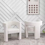Ensemble de 2 fauteuils rembourrés en tissu bouclette à accoudoirs carrés de 71 cm de large - Kinwell