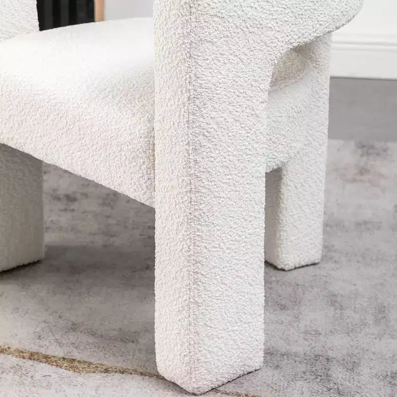 Ensemble de 2 fauteuils rembourrés en tissu bouclette à accoudoirs carrés de 71 cm de large - Kinwell
