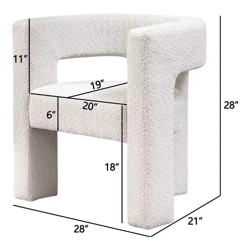 Ensemble de 2 fauteuils rembourrés en tissu bouclette à accoudoirs carrés de 71 cm de large - Kinwell