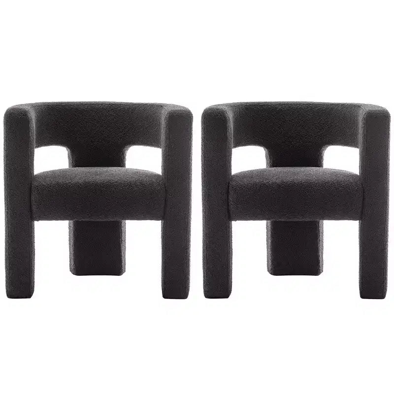Set of 2 28 Wide Boucle Upholstered Square Armchair - Kinwell