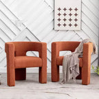 Ensemble de 2 fauteuils rembourrés en tissu bouclette à accoudoirs carrés de 71 cm de large - Kinwell