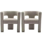 Ensemble de 2 fauteuils rembourrés en tissu bouclette à accoudoirs carrés de 71 cm de large - Kinwell