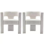 Ensemble de 2 fauteuils rembourrés en tissu bouclette à accoudoirs carrés de 71 cm de large - Kinwell