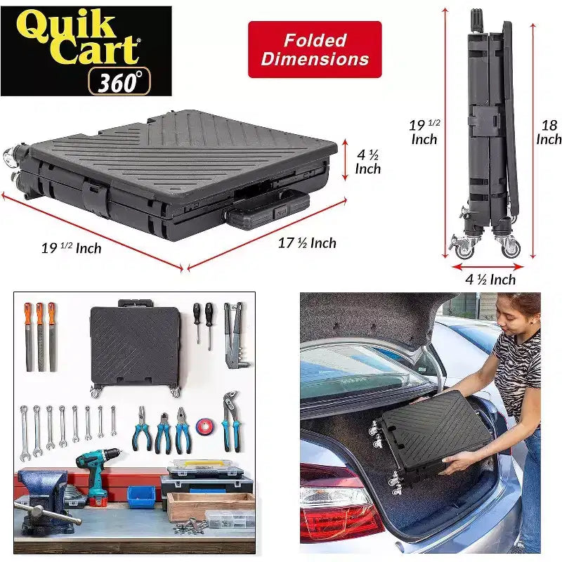 dbest products Quik Cart 360 Chariot de courses pliable à quatre roues avec siège et panier pliable robuste