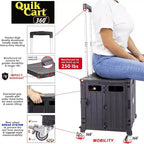 dbest products Quik Cart 360 Chariot de courses pliable à quatre roues avec siège et panier pliable robuste