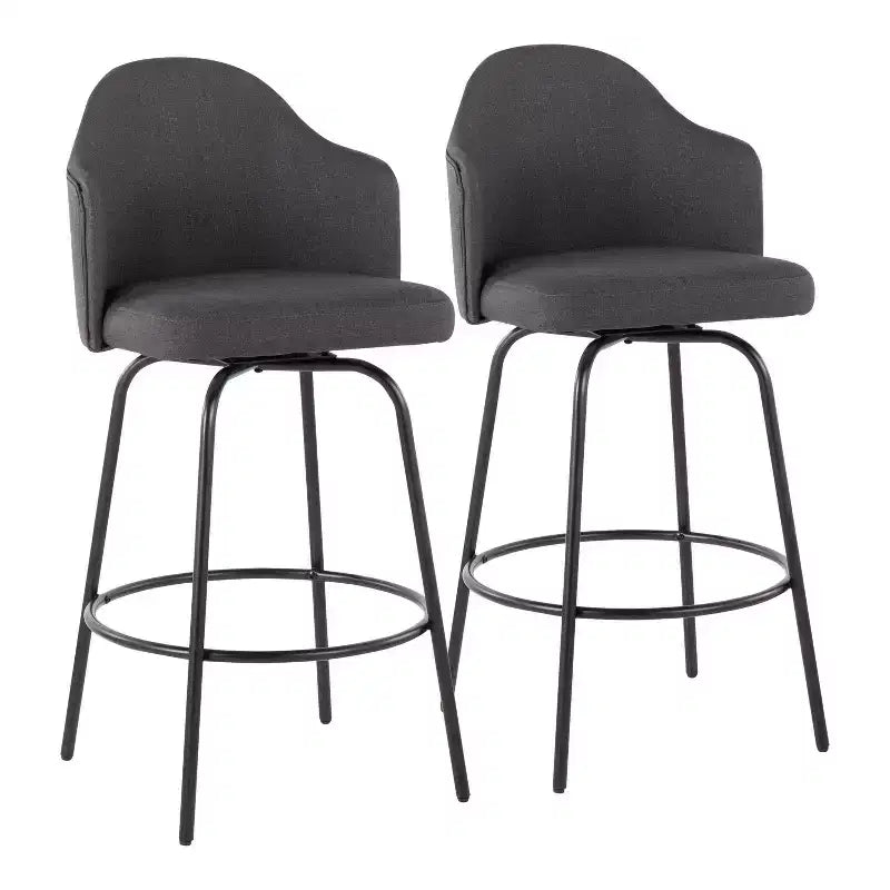 Set of 2 Ahoy Polyester/Metal Counter Height Barstools - LumiSource