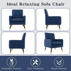 Fauteuil d'appoint en tissu Costway, style moderne, avec pieds en métal massif, coloris bleu/gris/blanc