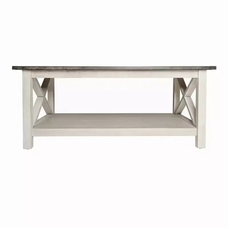 Table basse en bois massif style fermier Jasper de Flash Furniture avec accents entrecroisés traditionnels