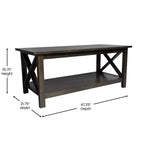 Table basse en bois massif style fermier Jasper de Flash Furniture avec accents entrecroisés traditionnels