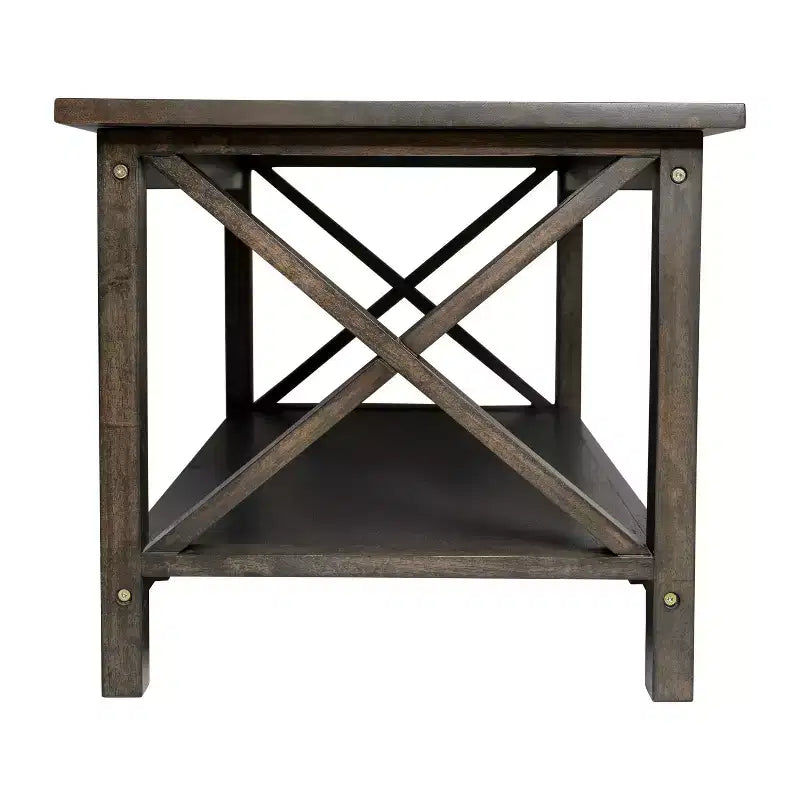 Table basse en bois massif style fermier Jasper de Flash Furniture avec accents entrecroisés traditionnels