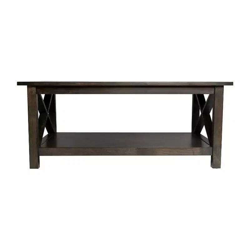 Table basse en bois massif style fermier Jasper de Flash Furniture avec accents entrecroisés traditionnels